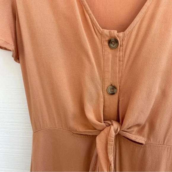 Cottagecore Women’s Tie Front Button Down Fit & Flare Flutter Sleeve Midi Dress - Picture 3 of 6